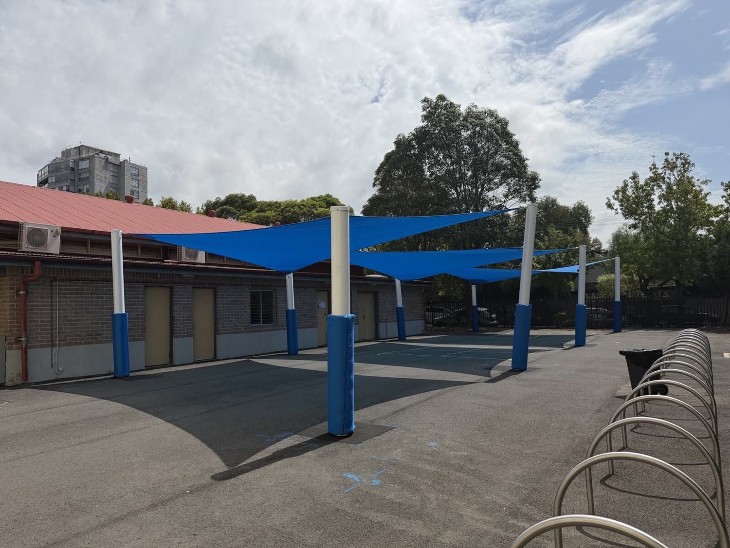 Sails over school yard