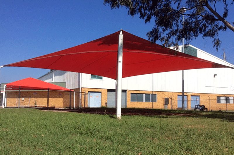 Hip-roof shade structures, Miller